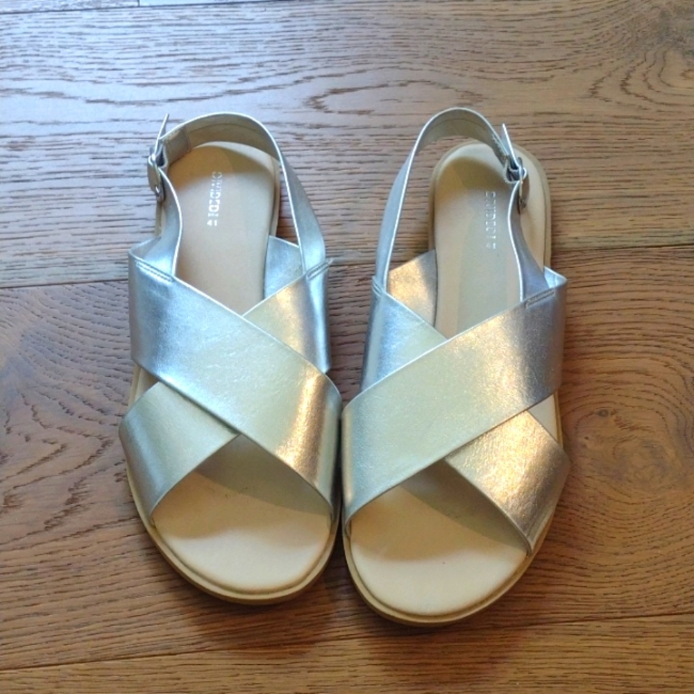 H and M silver cross flat sandals
